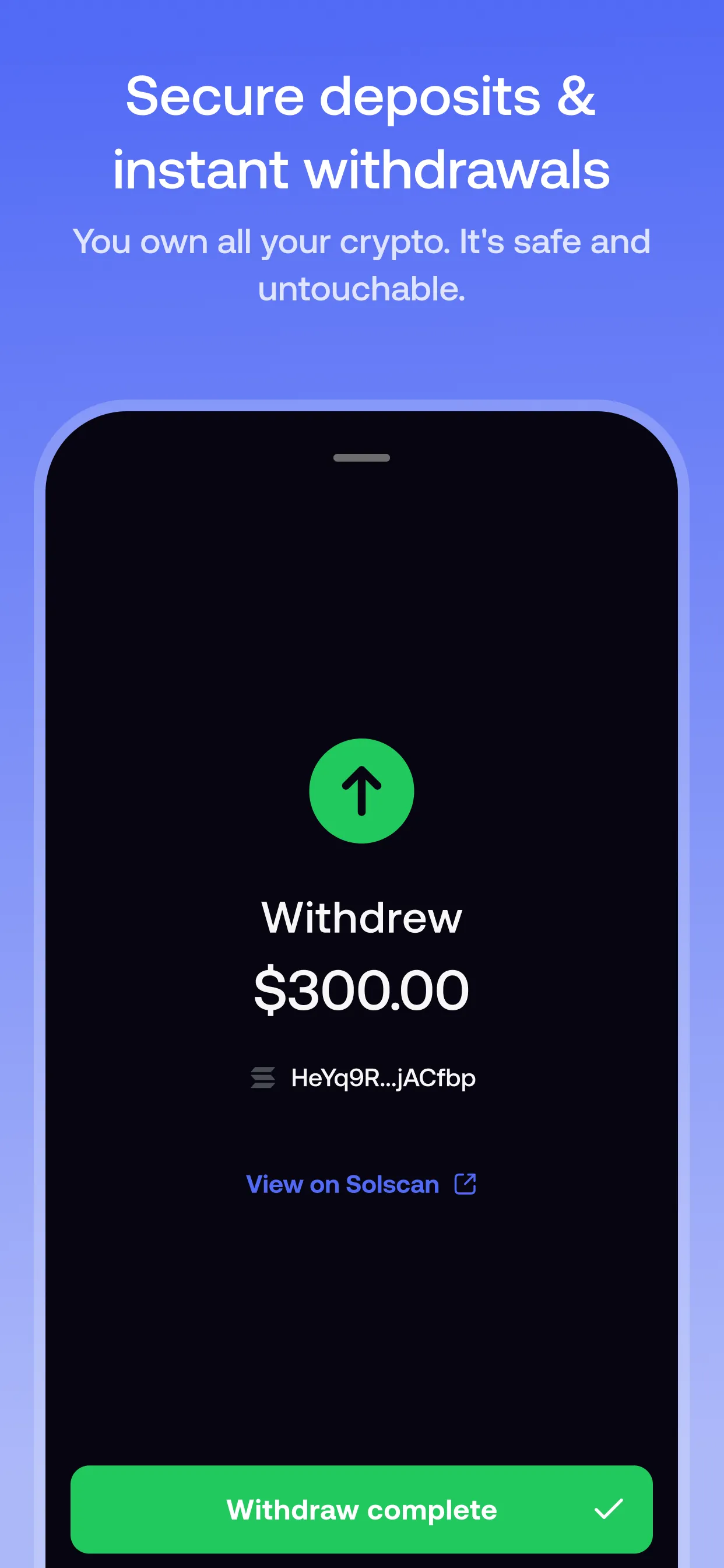 Fomo withdrawal confirmation screen